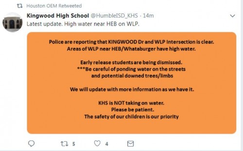 Kingwood High School Tweet About Flooding 05 07 19.JPG