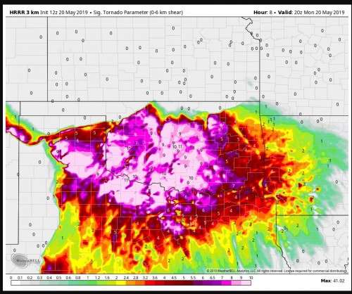 HRRR 3KM Signature Parament (0-6km shear)  05 20 19.JPG