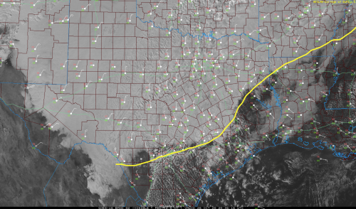 Vis Satellite showing station plots