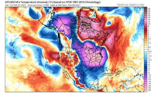 3. GFS 850mb TA 00z Feb 8