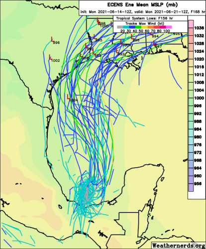 ecens_2021-06-14-12Z_156_34.453_257.825_14.964_277.189_MSLP_Surface_tracks_lows.png