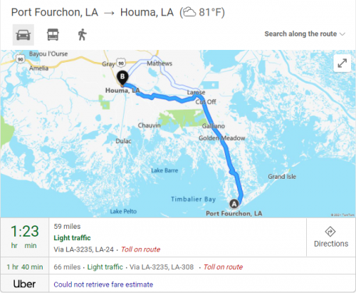 Port Fourchon to Houma.png